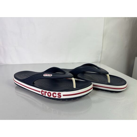 Crocs Sandals Bayaband Flip Flops Iconic Comfort 205393 W 8 / M 6 Blue/Red - Picture 1 of 10